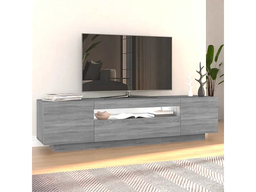 Mueble de TV | Mueble de salón con luces LED gris Sonoma 160x35x40 cm