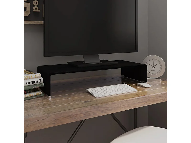 Meuble TV | Banc TV | Armoire TV,support pour moniteur 70x30x13 cm verre noir