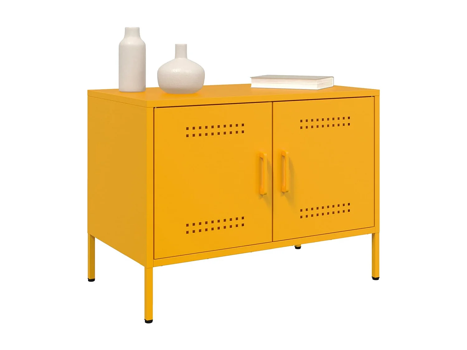 muebles para TV  | Gabinetes de TV |  Muebles de salón 2 piezas acero amarillo mostaza 68x39x50,5 cm