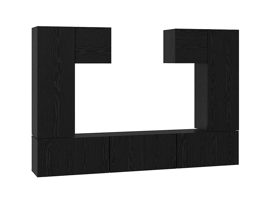 Tv-meubelset | Tv-Bank | TV-kast 7 pcs Zwart eiken 180 x 30 x 120 cm Bewerkt hout