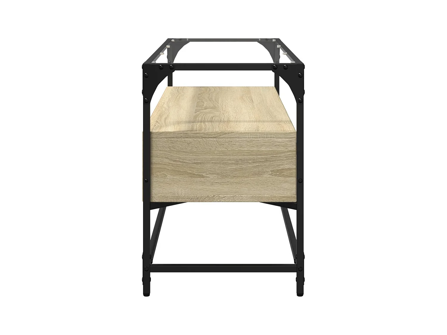 Mueble TV | Gabinete de TV | Mueble de salón cristal y madera ingeniería roble Sonoma 98x35x51 cm