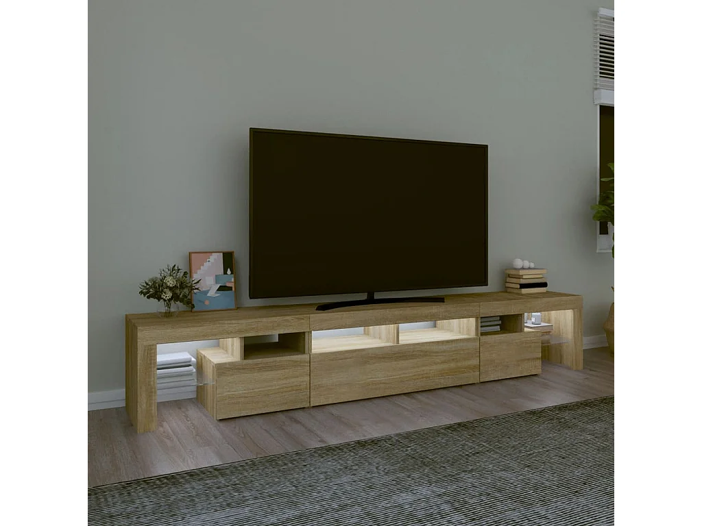 Mueble de TV | Mueble de salón con luces LED roble Sonoma 230x36,5x40 cm