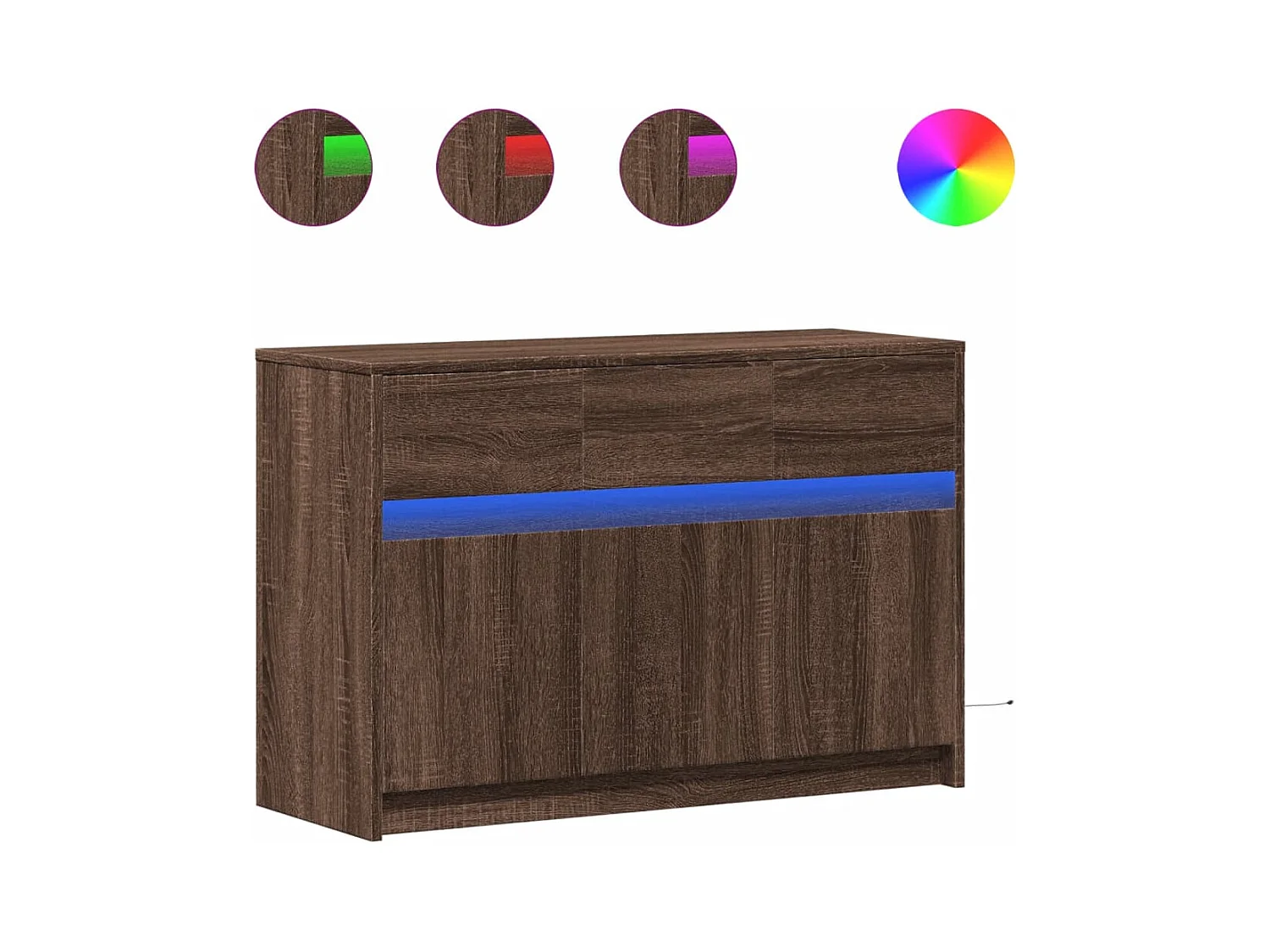 Tv-meubel | Tv-Bank | TV-kastmet LED 91x34x61 cm bewerkt hout bruin eikenkleurig