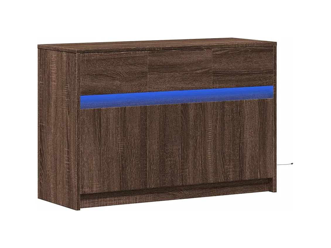 Tv-meubel | Tv-Bank | TV-kastmet LED 91x34x61 cm bewerkt hout bruin eikenkleurig
