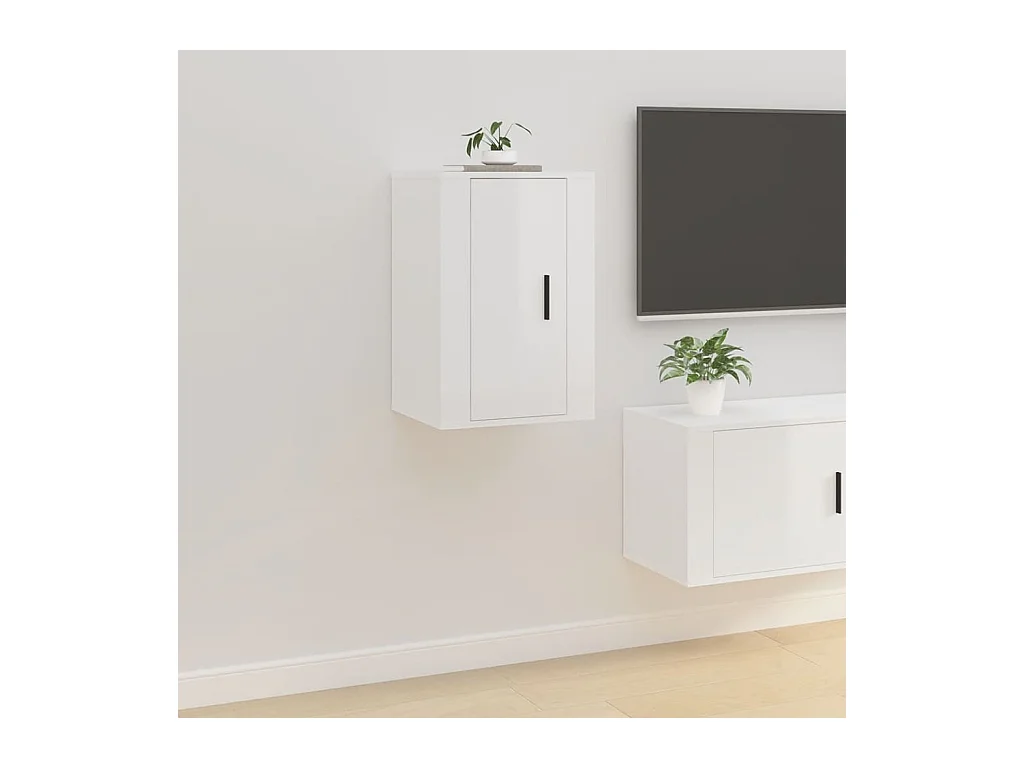 Meuble TV | Banc TV | Armoire TV mural Blanc brillant 40x34,5x60 cm
