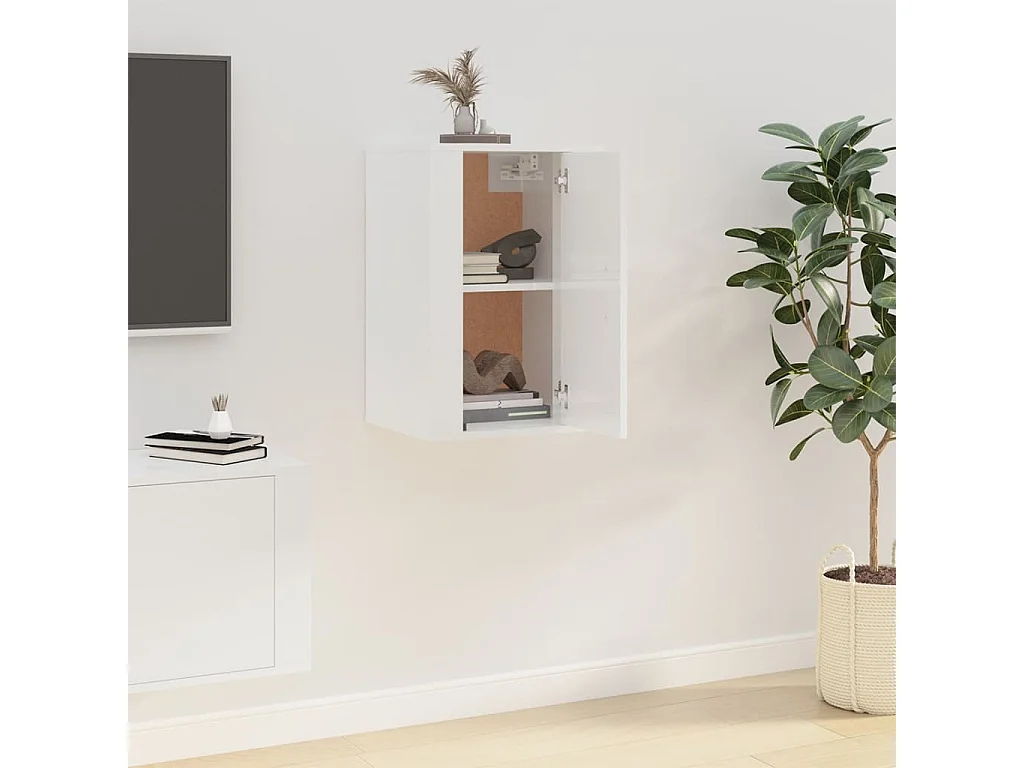 Meuble TV | Banc TV | Armoire TV mural Blanc brillant 40x34,5x60 cm