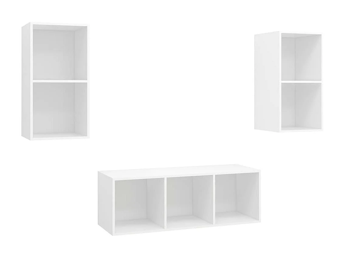 Ensemble de meuble TV | Banc TV | Armoire TV 3 pcs Blanc Bois d'ingénierie