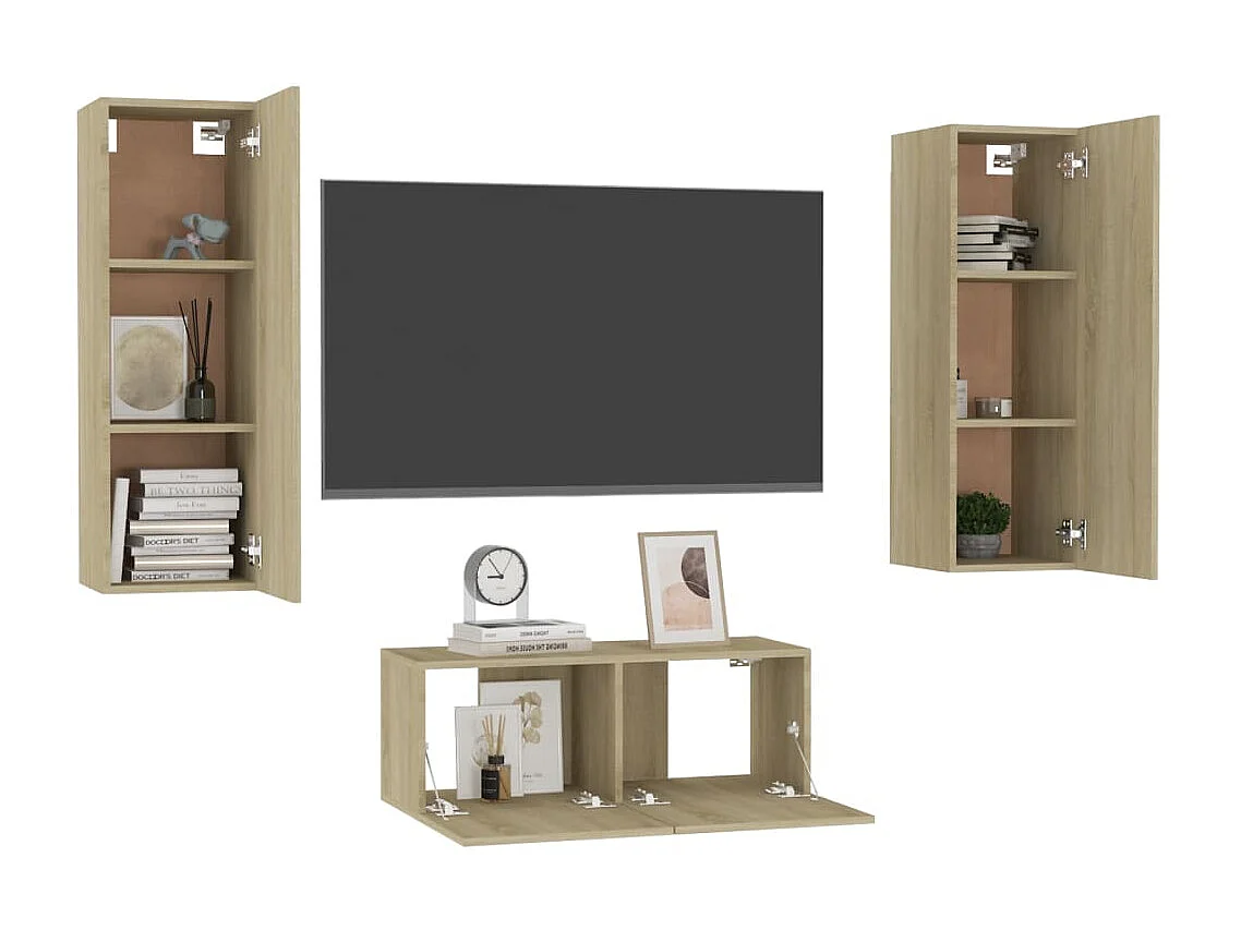 Ensemble de meubles TV | Bancs TV | Armoires TV 3 pcs Chêne sonoma Bois d'ingénierie