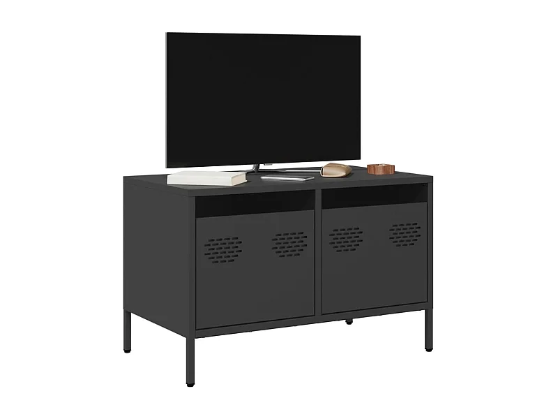 Mobile TV | Armadietto TV Nero 68x39x43,5cm in Acciaio Laminato a Freddo