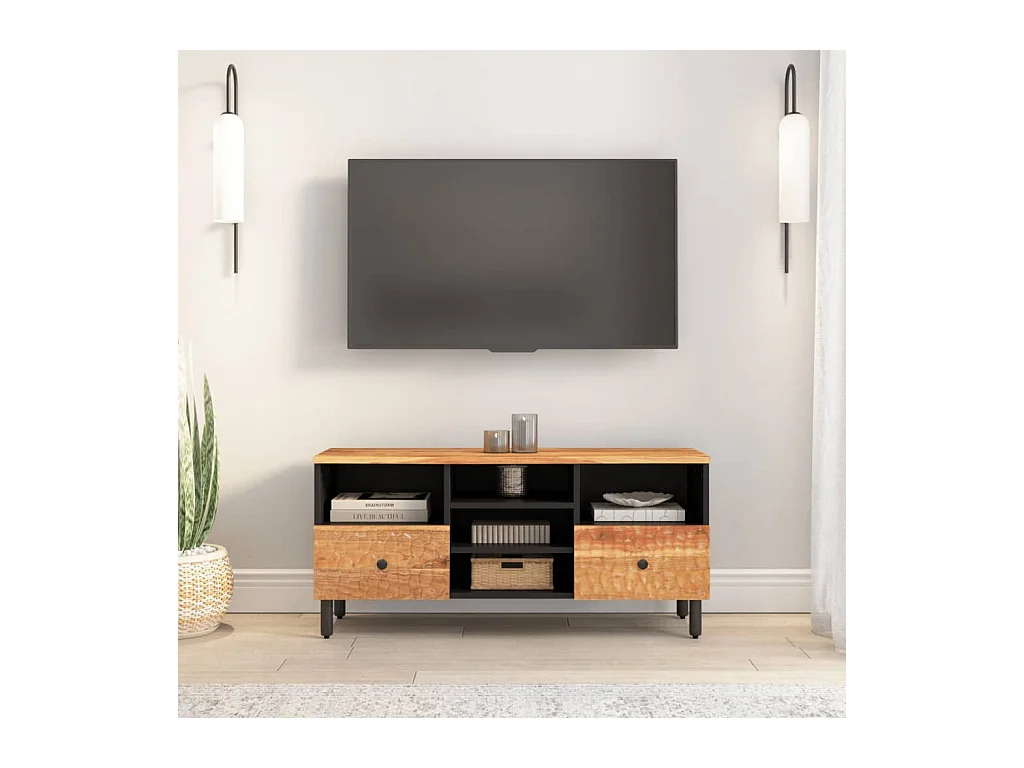 Mueble de TV | Mueble de salón madera maciza de acacia 100x33x46 cm