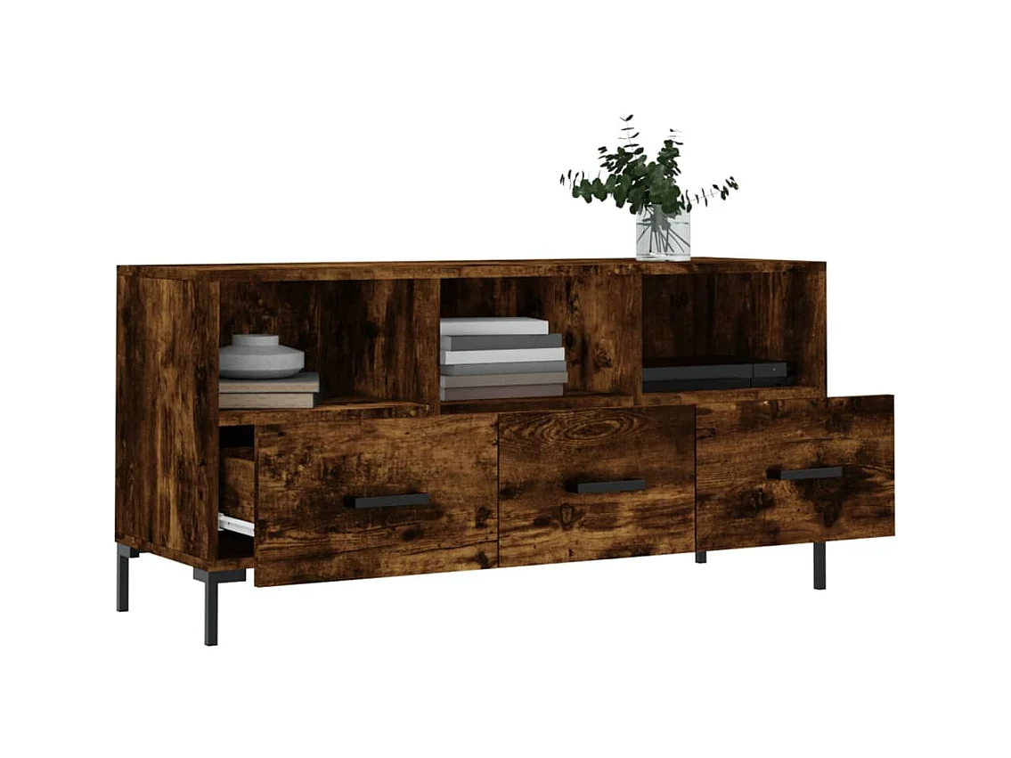 Mueble de TV | Mueble de salón madera de ingeniería roble ahumado 102x36x50 cm