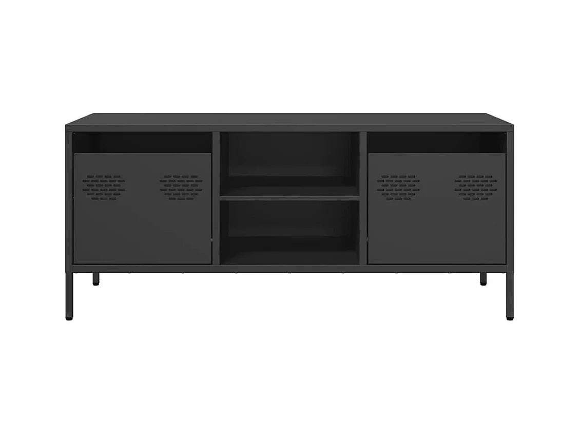Mueble para TV  | Gabinete de TV |  Mueble de salón acero laminado en frío negro 101,5x39x43,5 cm
