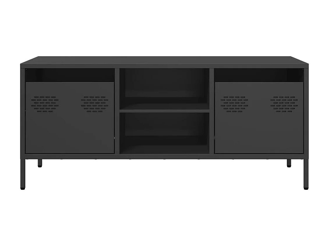 Meuble TV | Banc TV | Armoire TV noir 101,5x39x43,5 cm acier laminé à froid