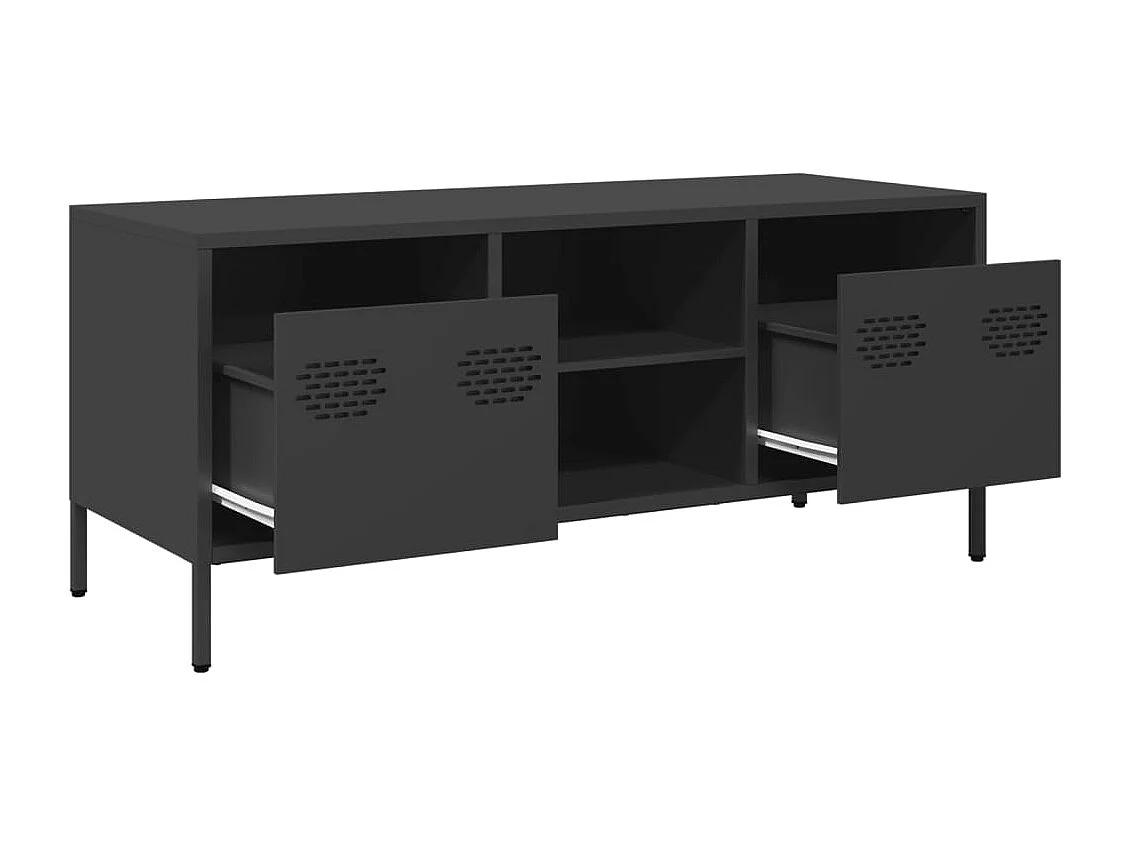 Meuble TV | Banc TV | Armoire TV noir 101,5x39x43,5 cm acier laminé à froid