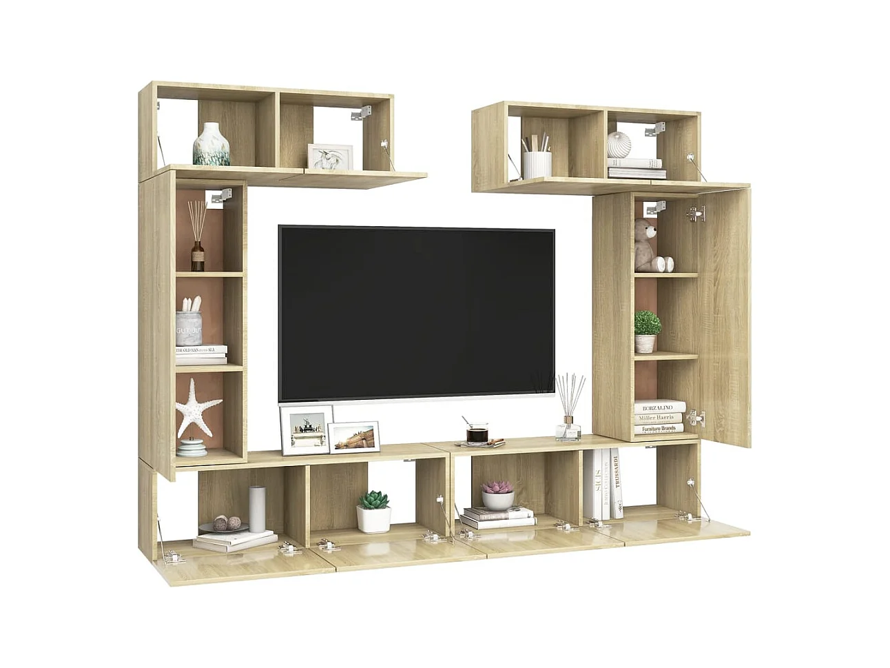 Set muebles de salón TV | Gabinetes de TV |  Muebles de TV 6 pzas madera ingeniería roble Sonoma