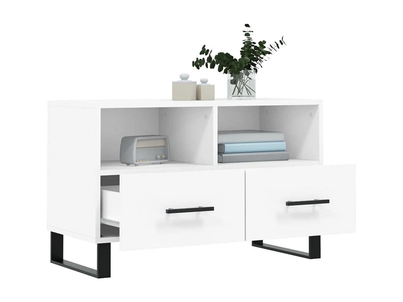 Mueble para TV  | Gabinete de TV |  Mueble de salón madera contrachapada blanco 80x36x50 cm
