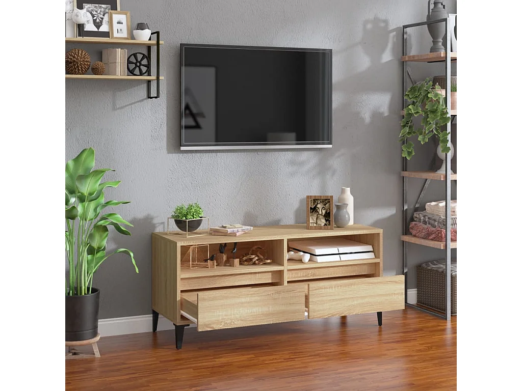 Meuble TV | Banc TV | Armoire TV chêne sonoma 100x34,5x44,5 cm bois d'ingénierie