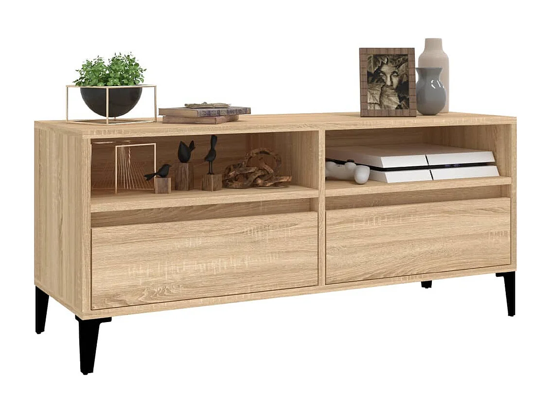 Meuble TV | Banc TV | Armoire TV chêne sonoma 100x34,5x44,5 cm bois d'ingénierie