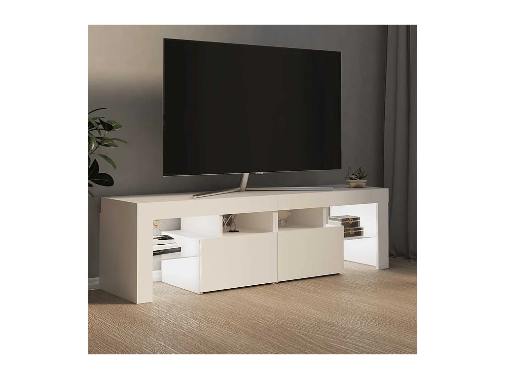 Mueble de TV | Mueble de salón con luces LED blanco 140x36,6x40 cm