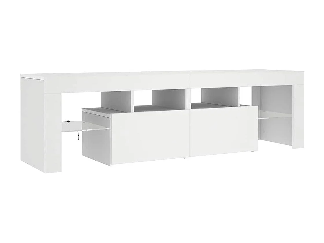 Meuble TV | Banc TV | Armoire TV avec lumières LED Blanc 140x36,5x40 cm