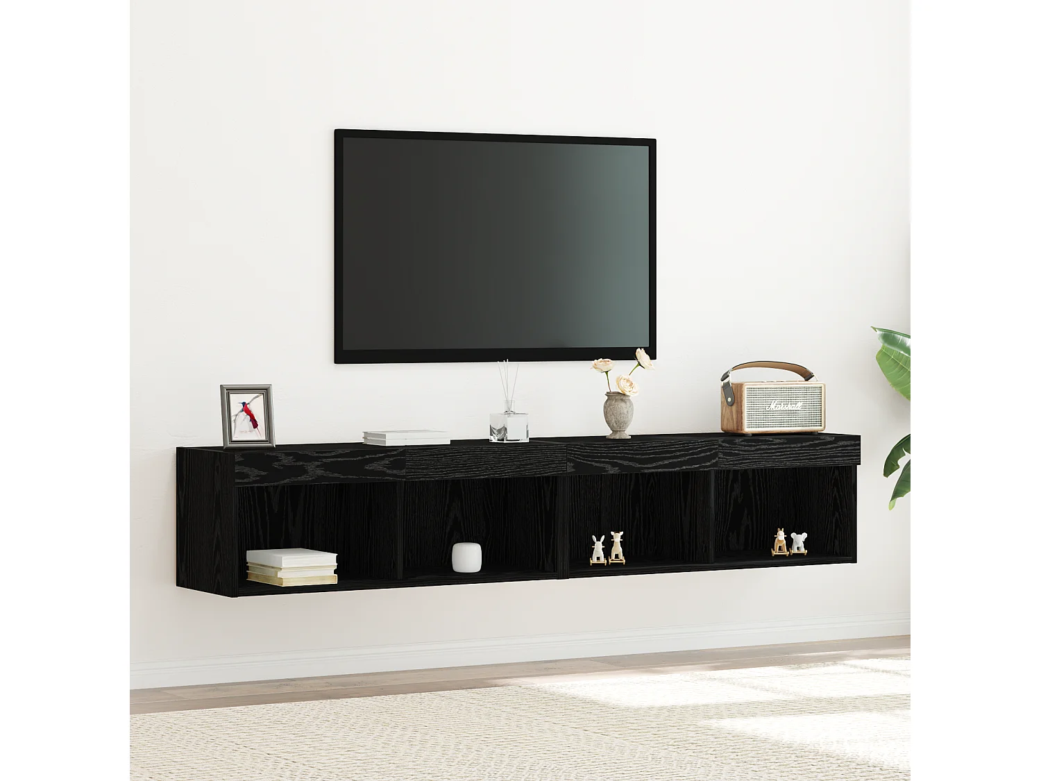 Gabinete de TV | Mueble de TV | Mueble de salón 2 pcs Roble negro 80 x 30 x 30 cm