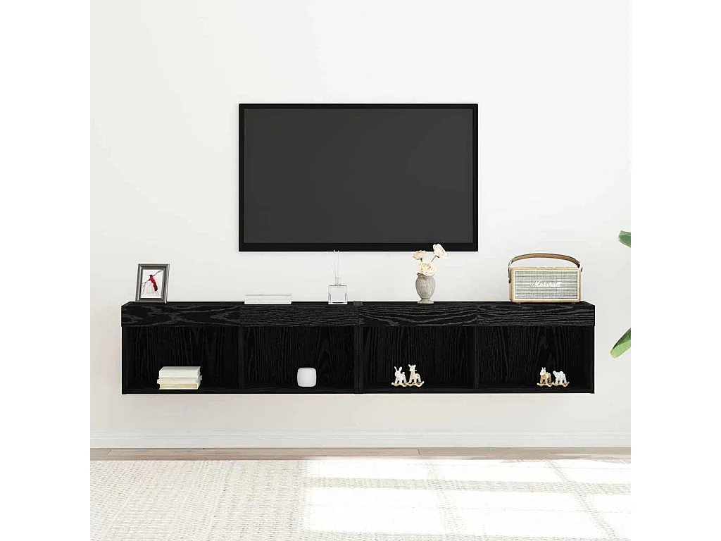 Gabinete de TV | Mueble de TV | Mueble de salón 2 pcs Roble negro 80 x 30 x 30 cm