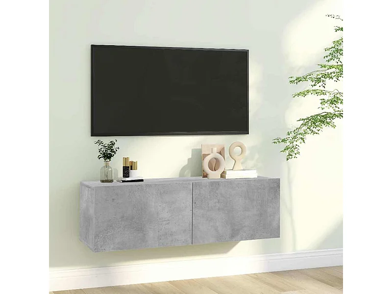 Meuble TV | Banc TV | Armoire TV Gris béton 100x30x30 cm Bois d’ingénierie