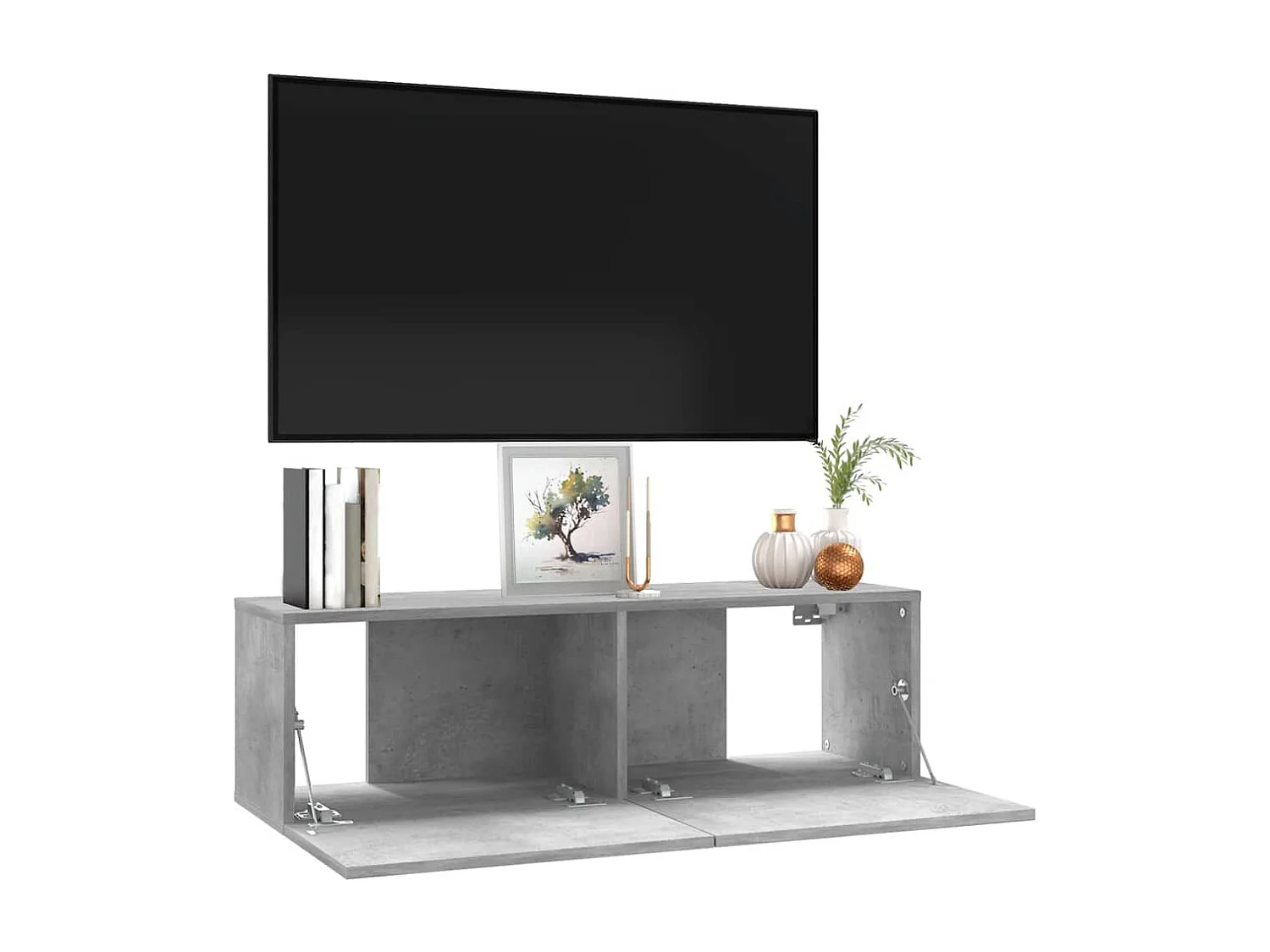 Meuble TV | Banc TV | Armoire TV Gris béton 100x30x30 cm Bois d’ingénierie