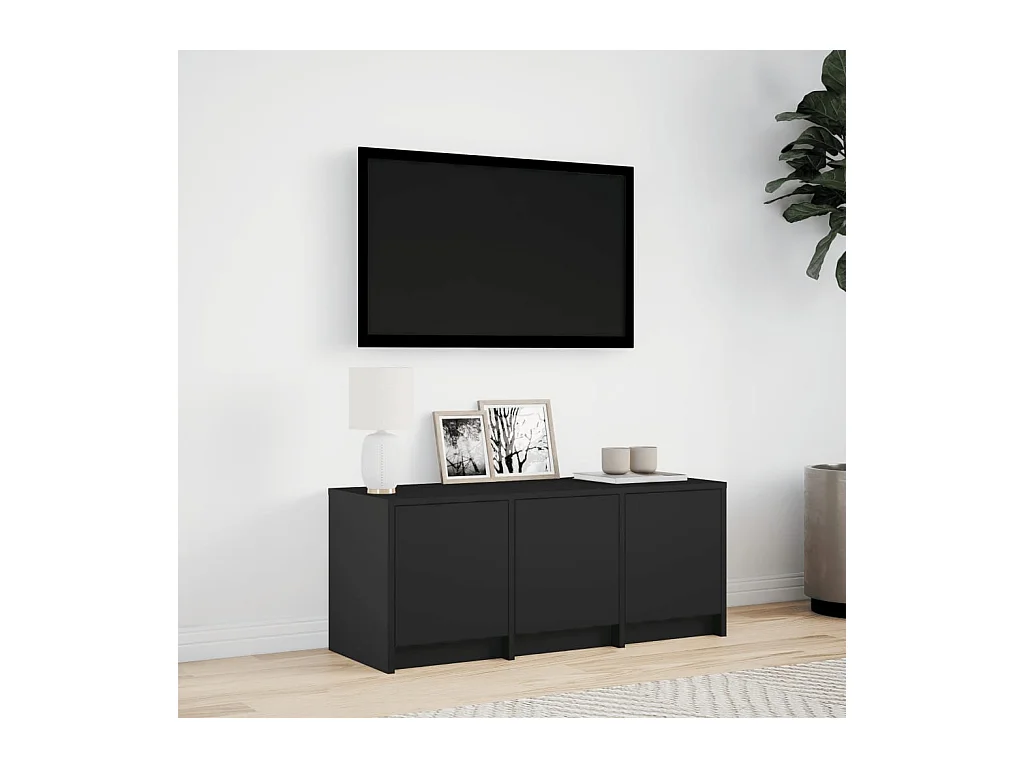 Mueble de TV | Mueble de salón con LED madera de ingeniería negro 97x34x40 cm