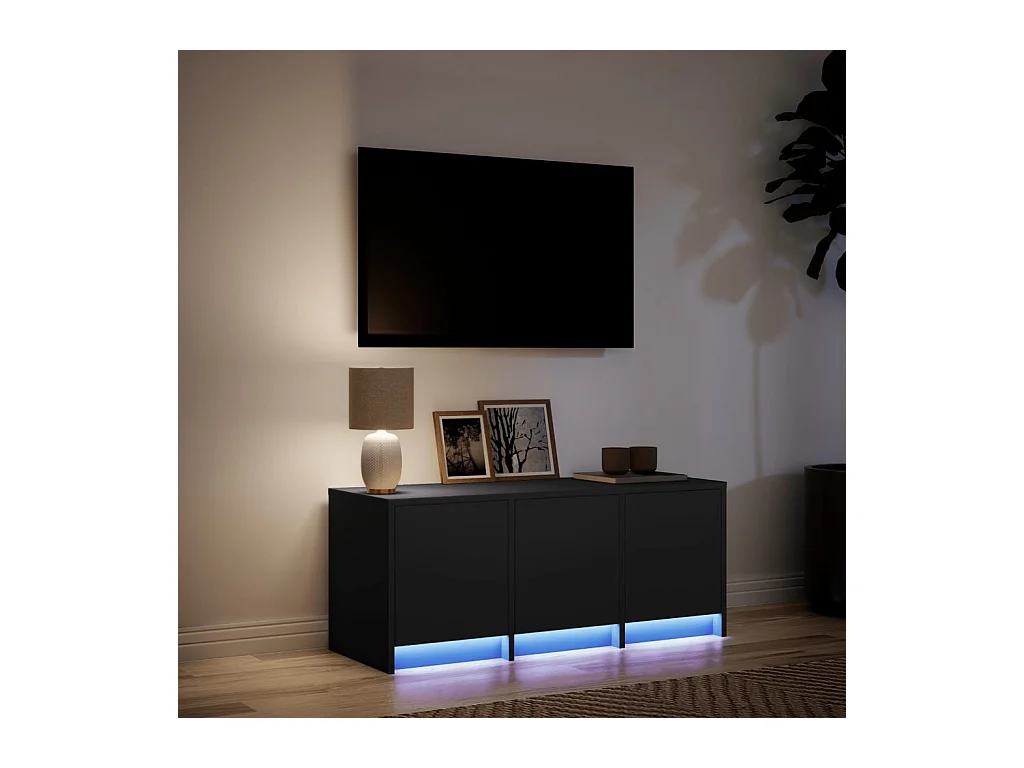 Mueble de TV | Mueble de salón con LED madera de ingeniería negro 97x34x40 cm