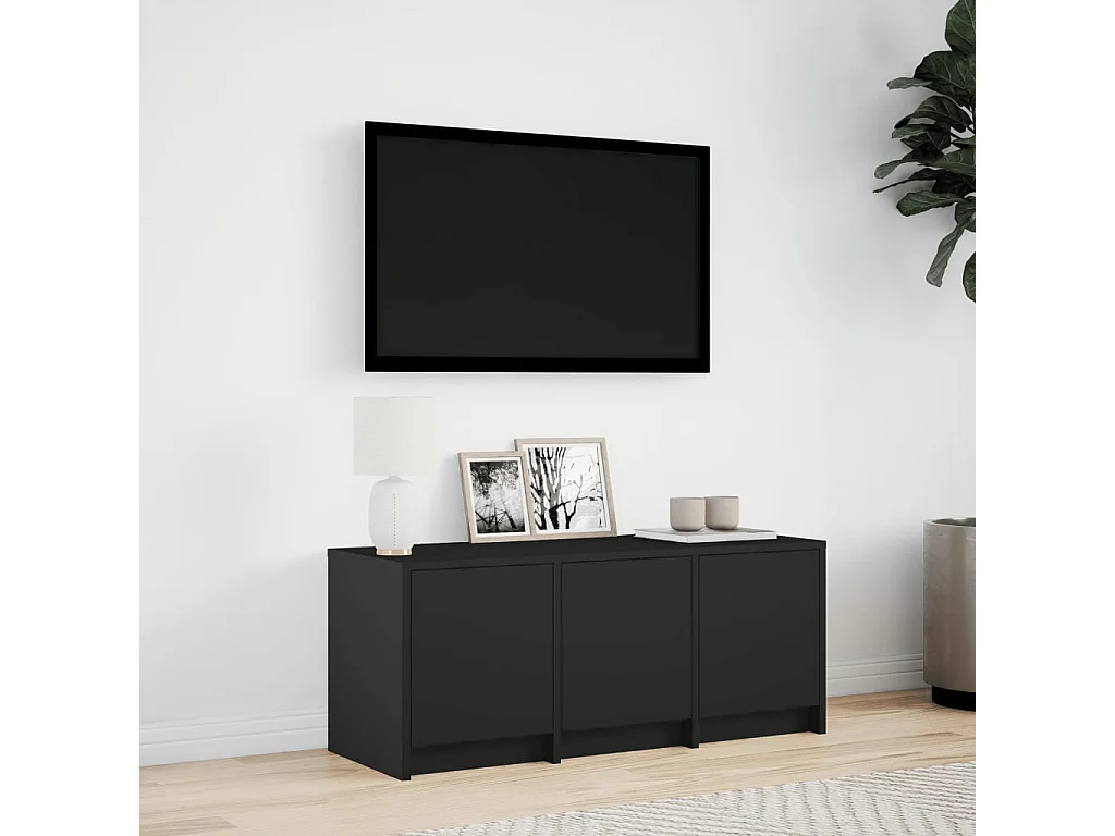 Mueble de TV | Mueble de salón con LED madera de ingeniería negro 97x34x40 cm