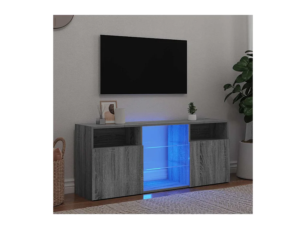 Mueble de TV | Mueble de salón con luces LED gris Sonoma 120x30x50 cm