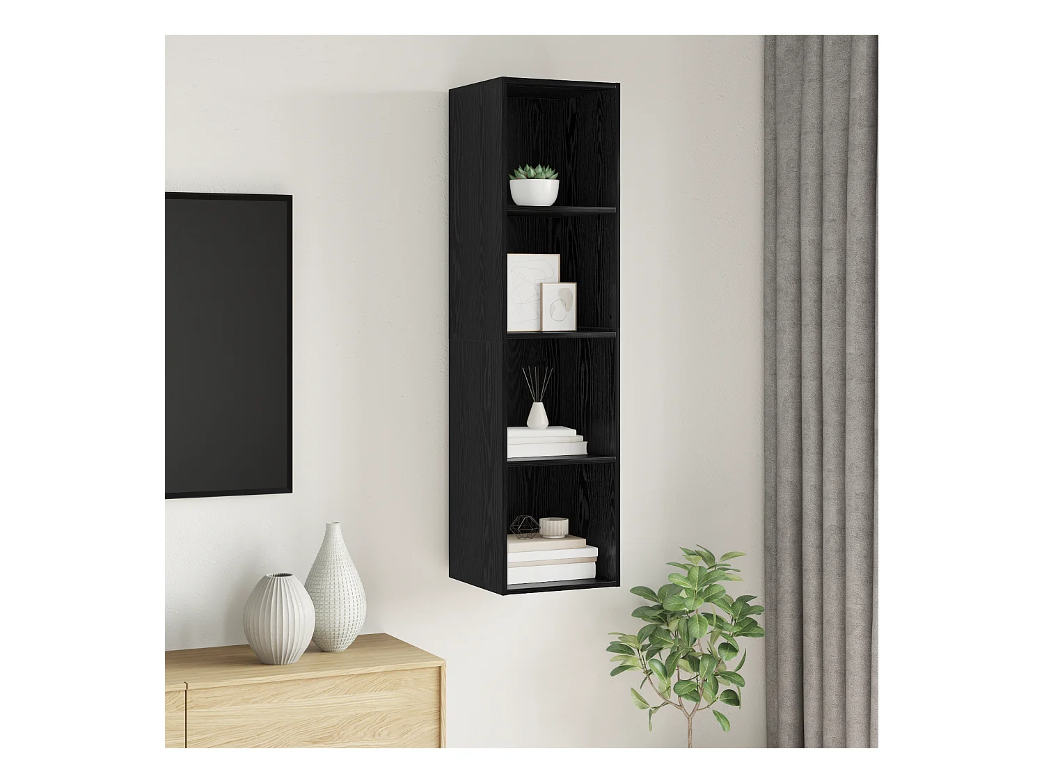 Meuble TV | Banc TV | Armoire TV Chêne noir 37 x 37 x 142.5 cm Bois d'ingénierie