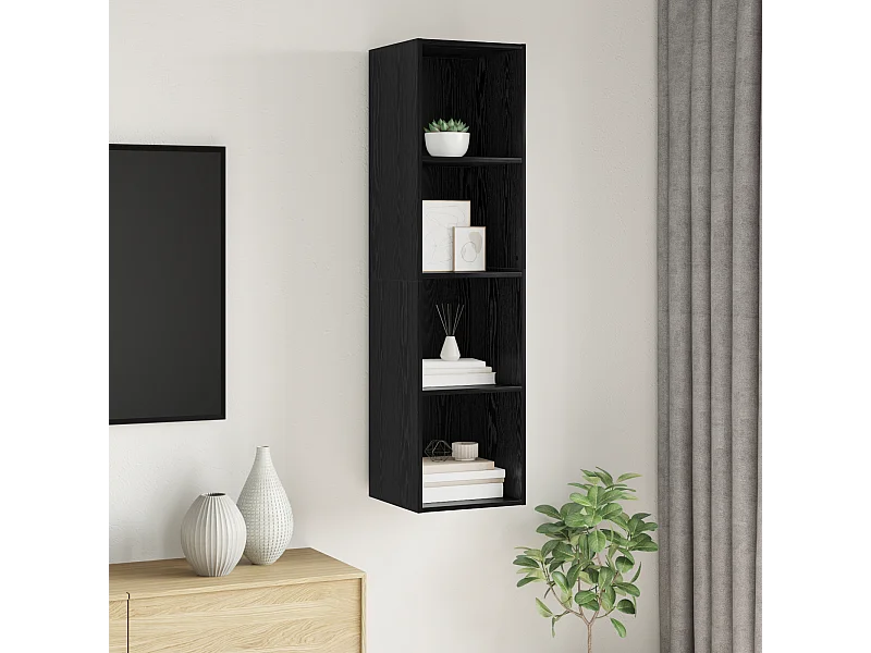 Meuble TV | Banc TV | Armoire TV Chêne noir 37 x 37 x 142.5 cm Bois d'ingénierie