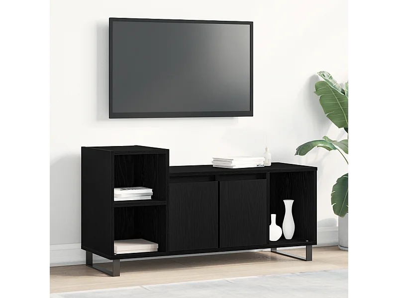 Tv-meubel | Tv-Bank | TV-kast100x35x55 cm bewerkt hout zwart eikenkleurig