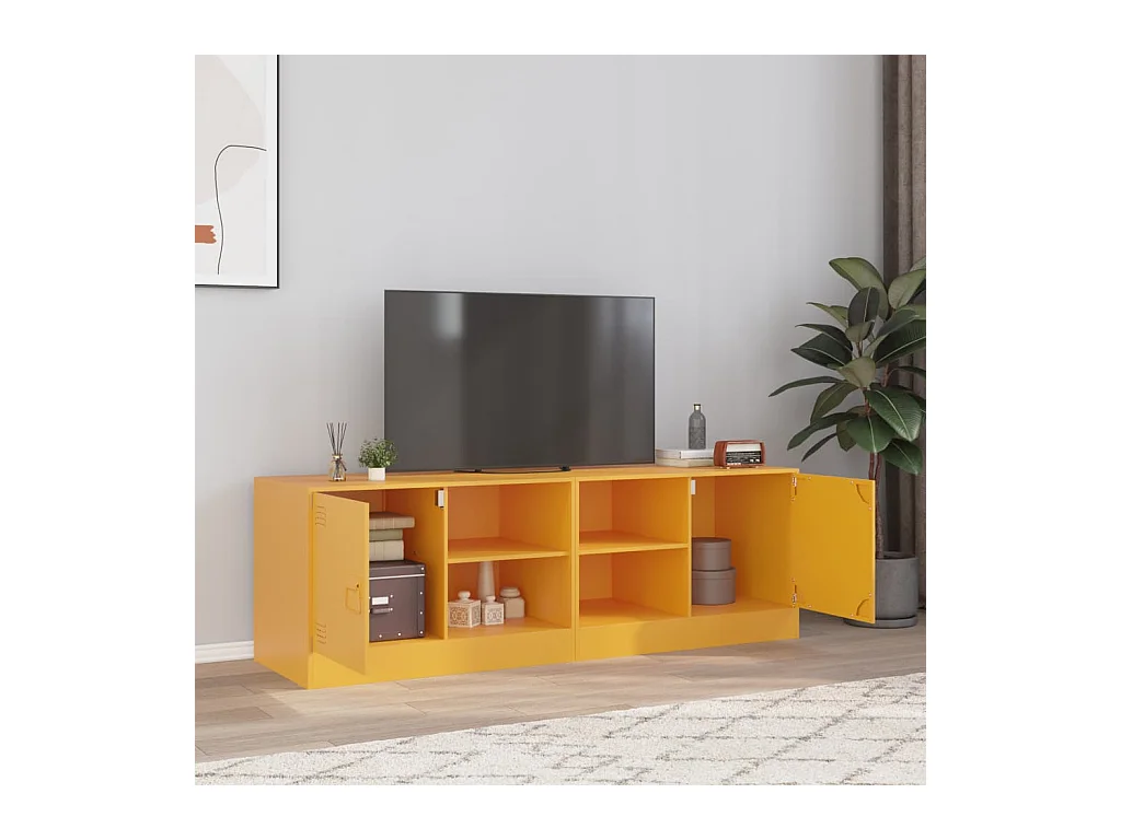 Meubles TV | Bancs TV | Armoires TV 2 pcs jaune moutarde 67x39x44 cm acier