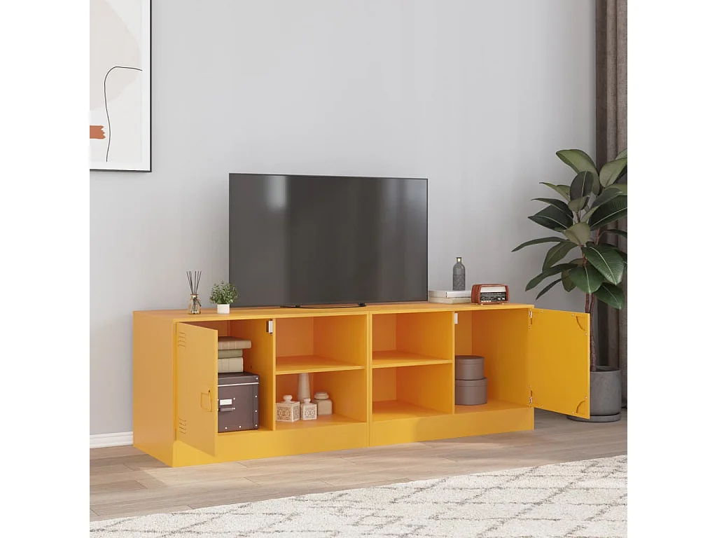 muebles para TV  | Gabinetes de TV |  Muebles de salón 2 unidades acero amarillo mostaza 67x39x44 cm
