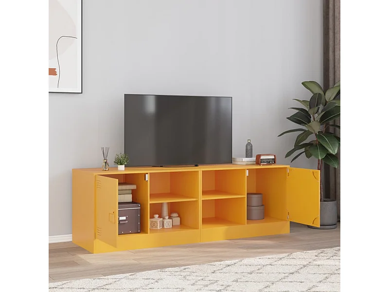 Meubles TV | Bancs TV | Armoires TV 2 pcs jaune moutarde 67x39x44 cm acier