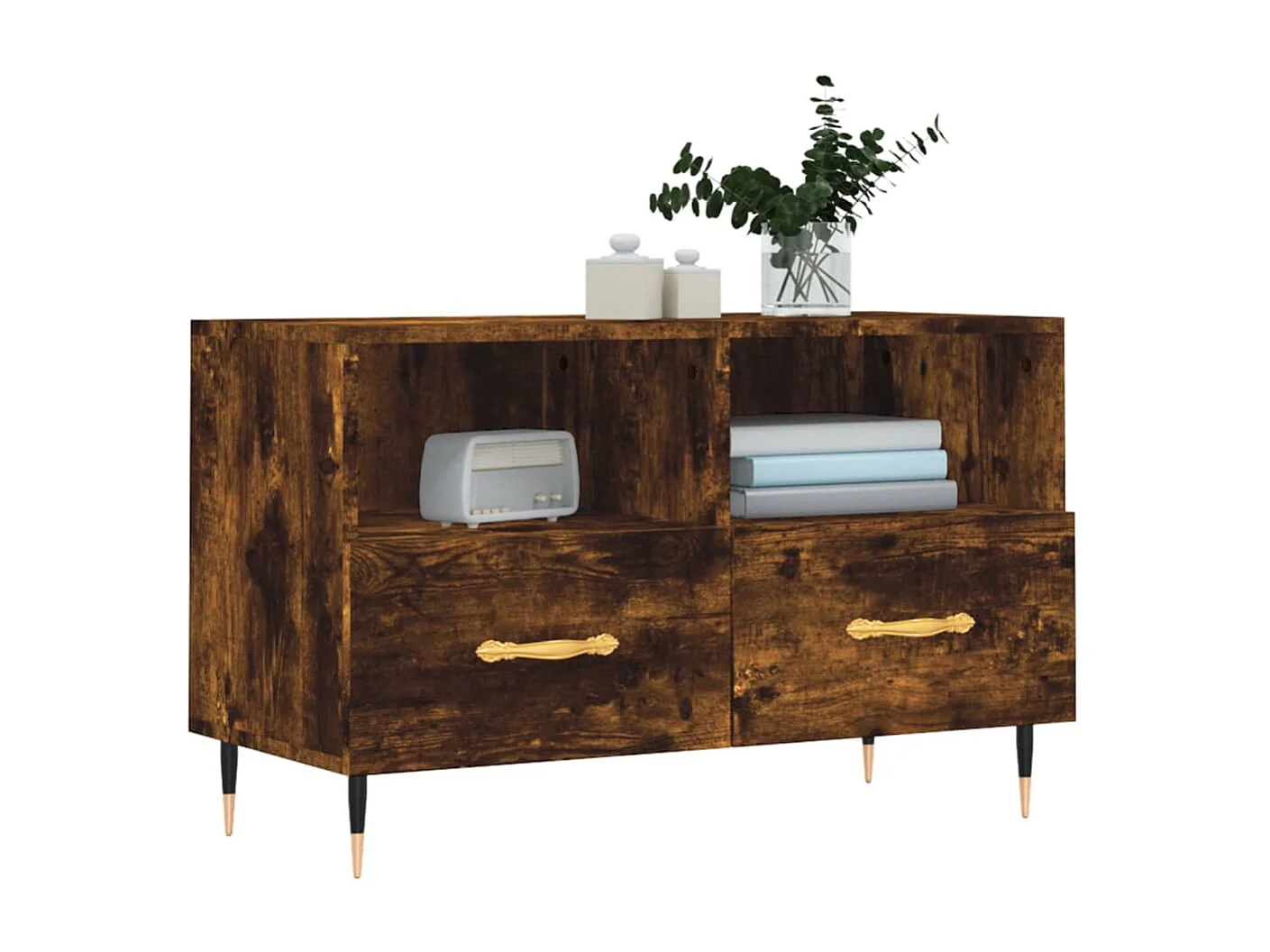 Meuble TV | Banc TV | Armoire TV Chêne fumé 80x36x50 cm Bois d'ingénierie