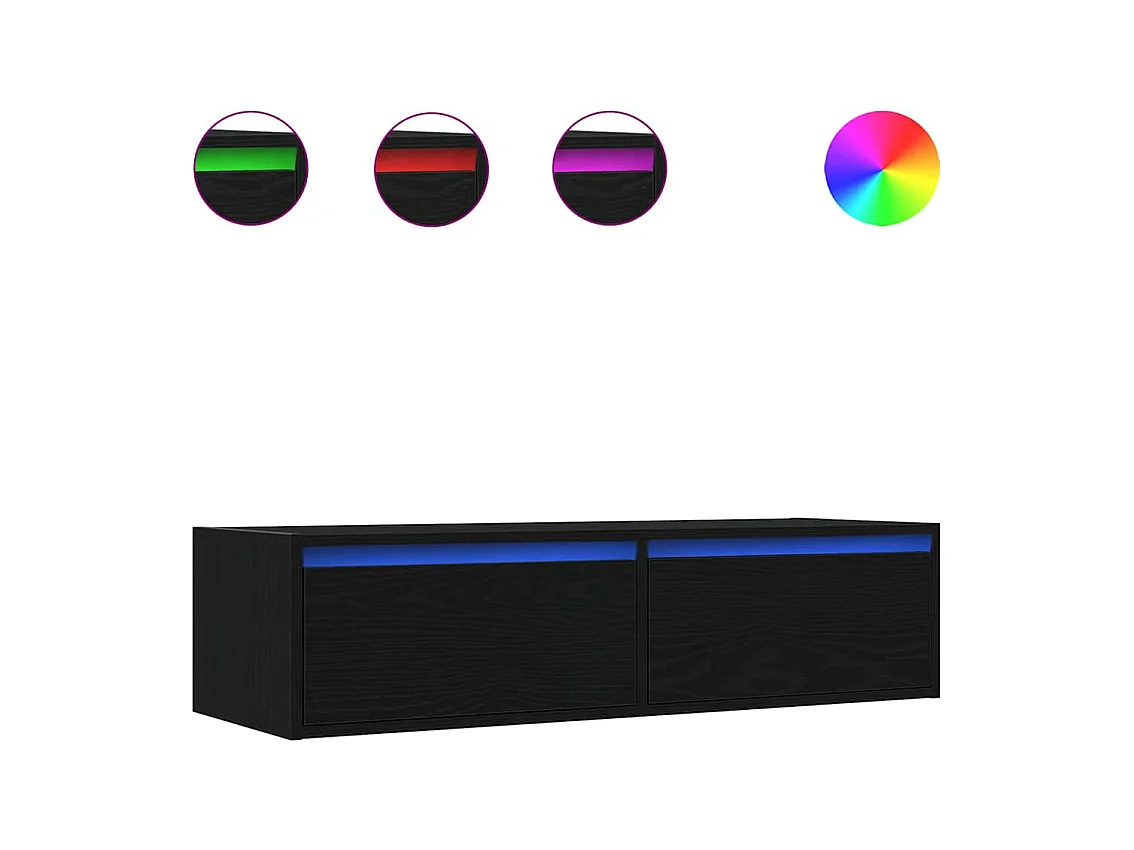 Mueble de TV | Mueble de salón con luces LED roble negro 100X35,5x25 cm