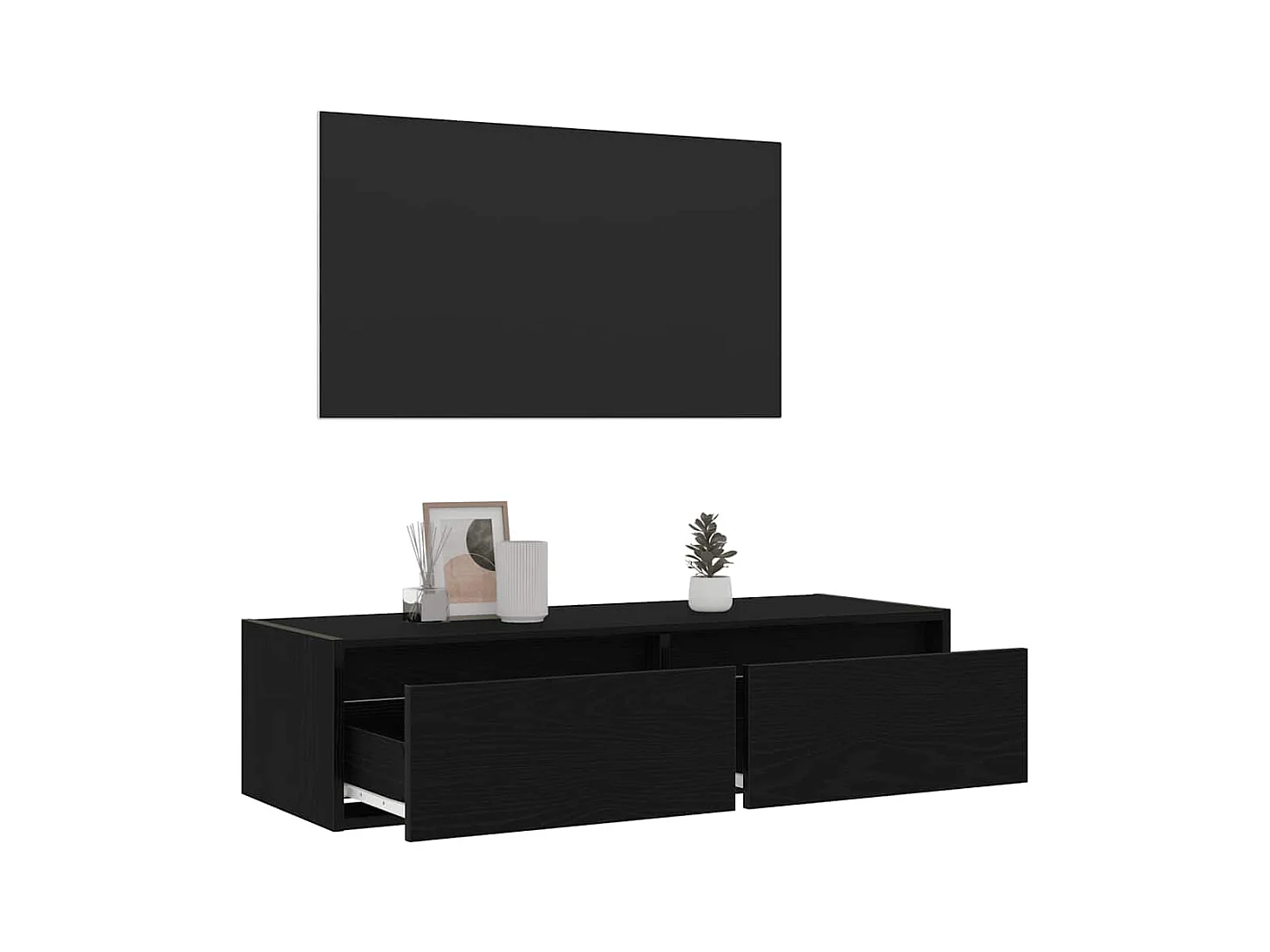 Mueble de TV | Mueble de salón con luces LED roble negro 100X35,5x25 cm
