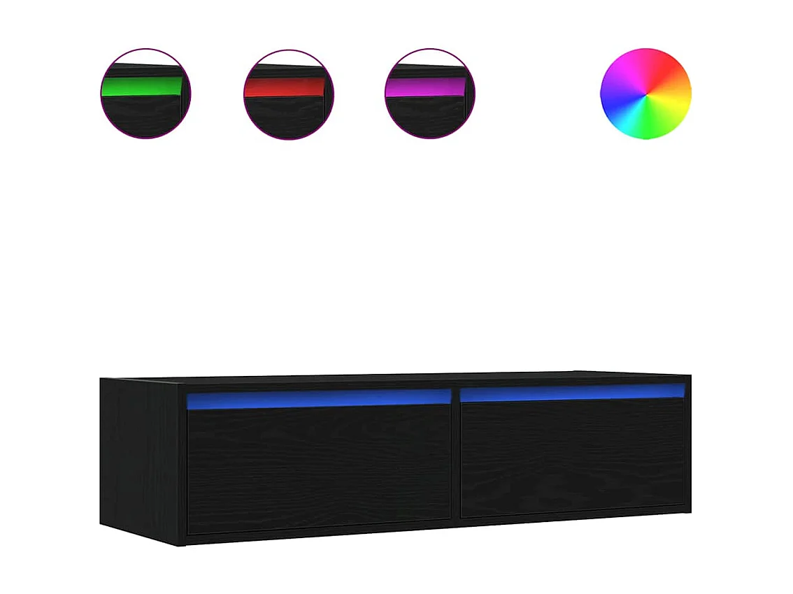 Meuble TV | Banc TV | Armoire TV avec lumières LED chêne noir 100X35,5x25 cm