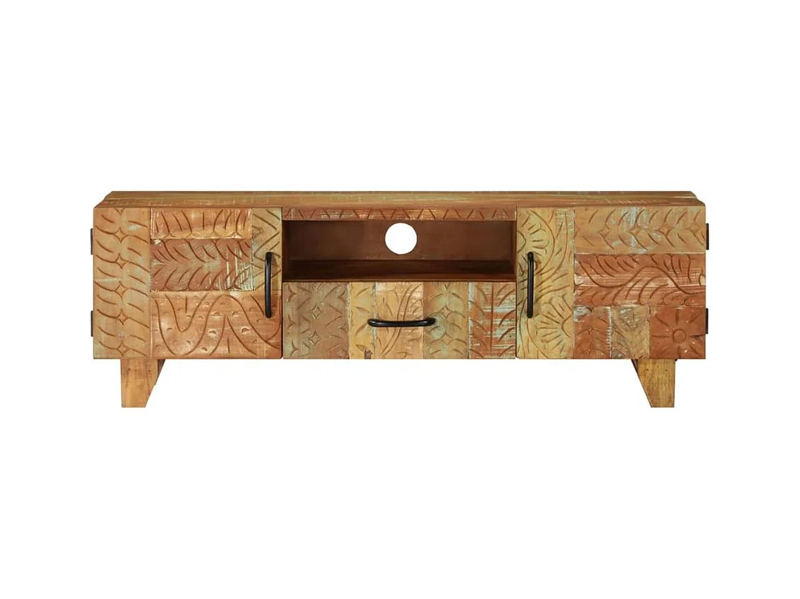 Mueble de TV | Mueble de salón tallado a mano madera maciza reciclada 120x30x40cm