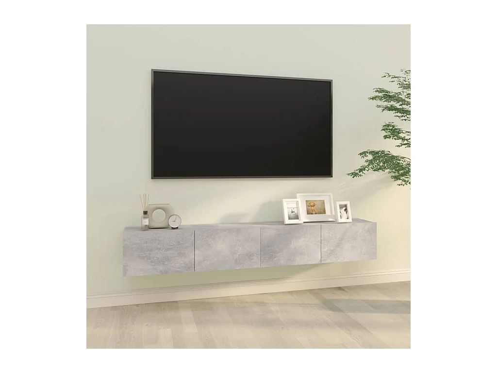 Mueble TV | Gabinete de TV | Mueble de salón de pared 2 uds madera contrachapada gris 100x30x30cm