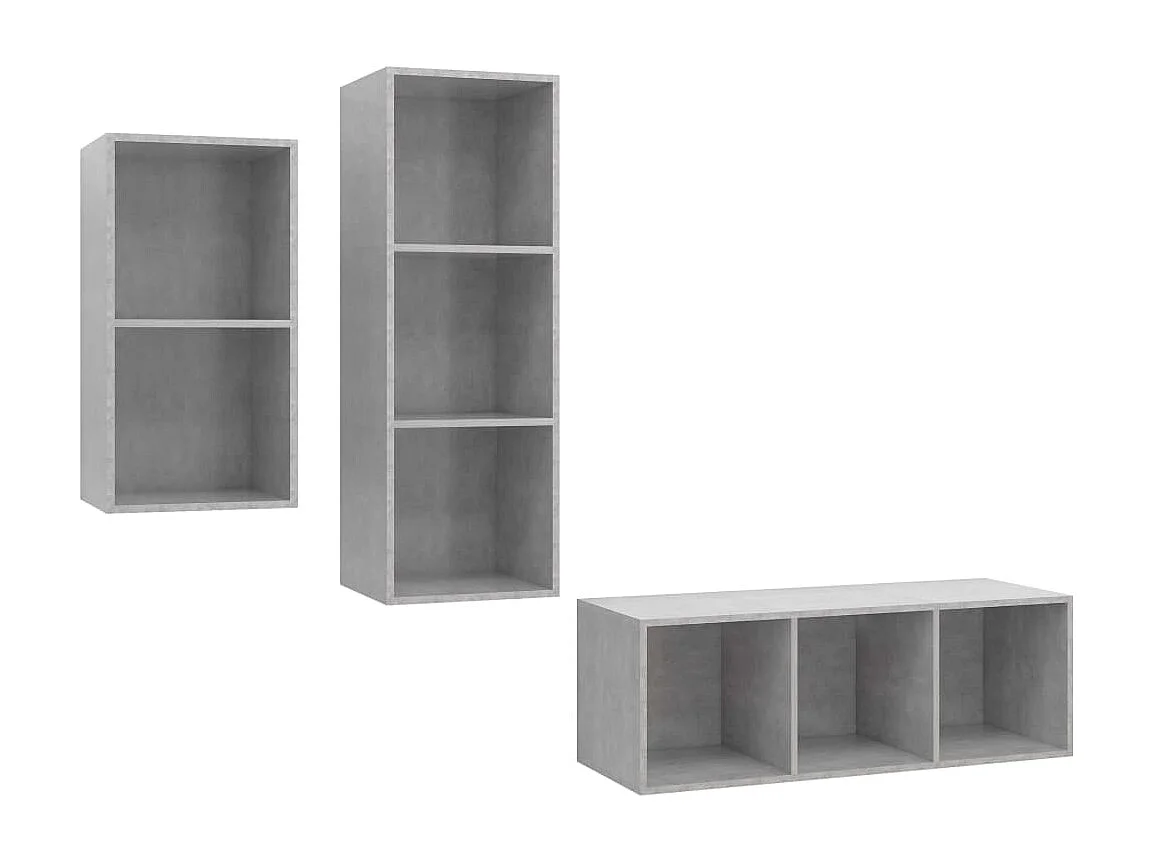 3-delige Tv-meubelset | Tv-Bank | TV-kast spaanplaat betongrijs