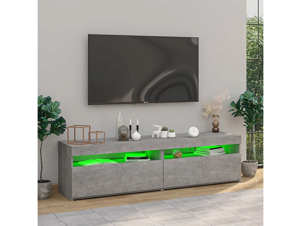 Muebles de TV | Gabinetes de TV |  Muebles de salón con luces LED 2 unidades gris hormigón 75x35x40cm