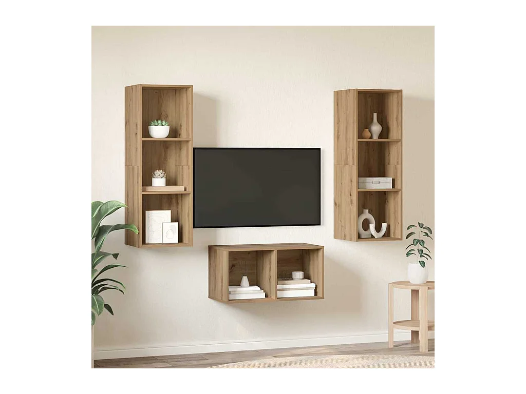 Conjunto de Mueble de TV | Mueble de salón Roble artisan 37 x 37 x 107 cm