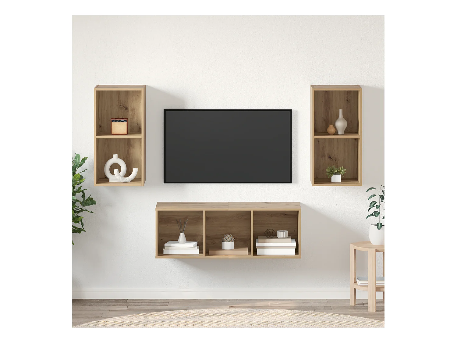 Ensemble de meubles TV | Bancs TV | Armoires TV chêne artisanal 37 x 37 x 107 cm