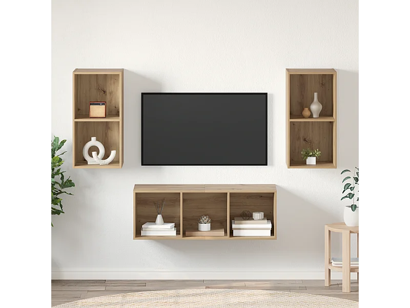 Ensemble de meubles TV | Bancs TV | Armoires TV chêne artisanal 37 x 37 x 107 cm