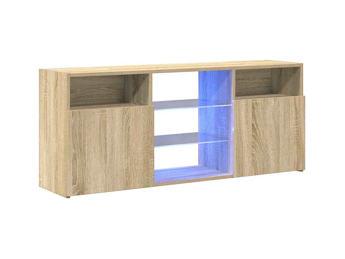 Armario TV | Mueble TV | Mueble de salón con luces LED roble Sonoma 120x30x50 cm